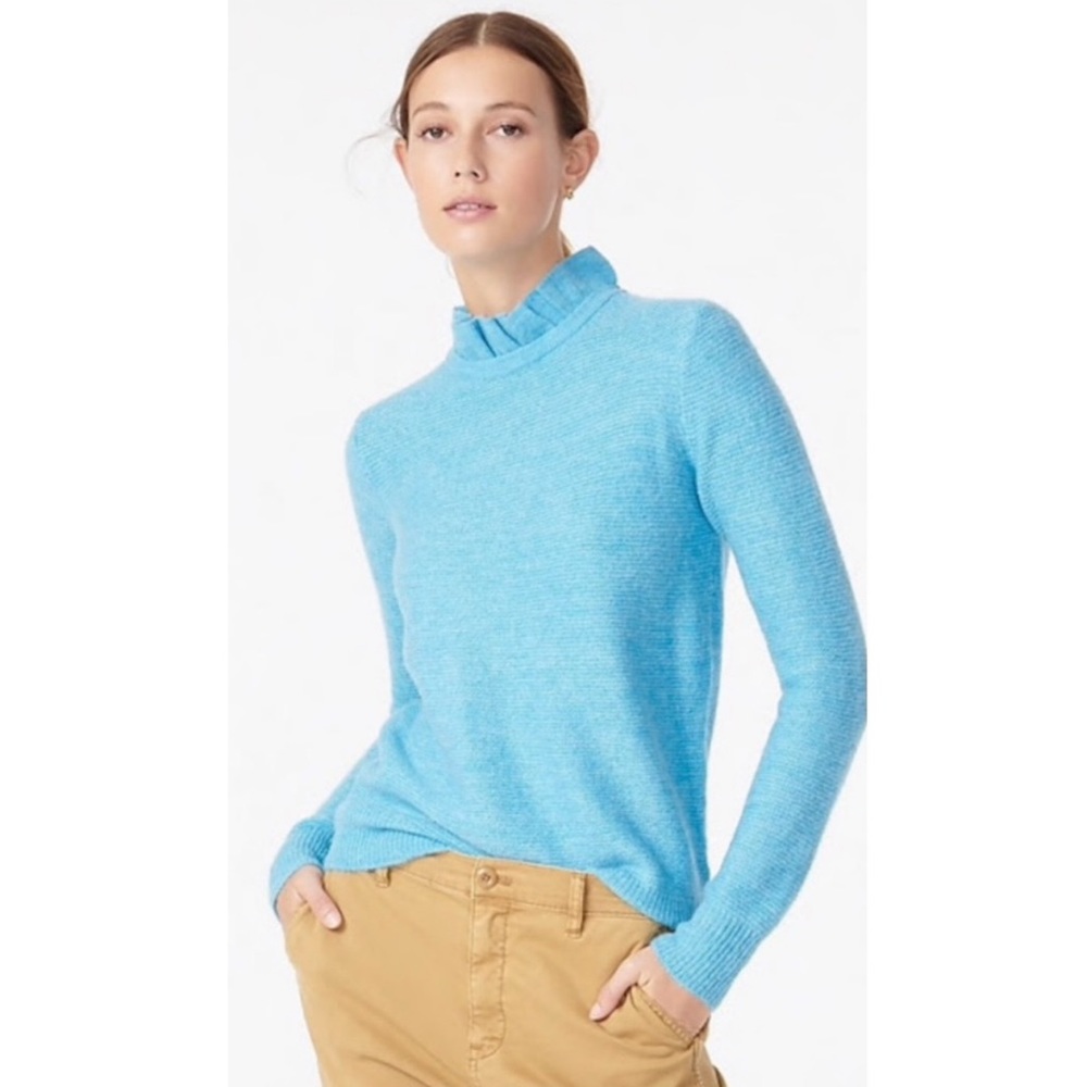 NWT J. Crew Ruffle Neck Sweater Blue